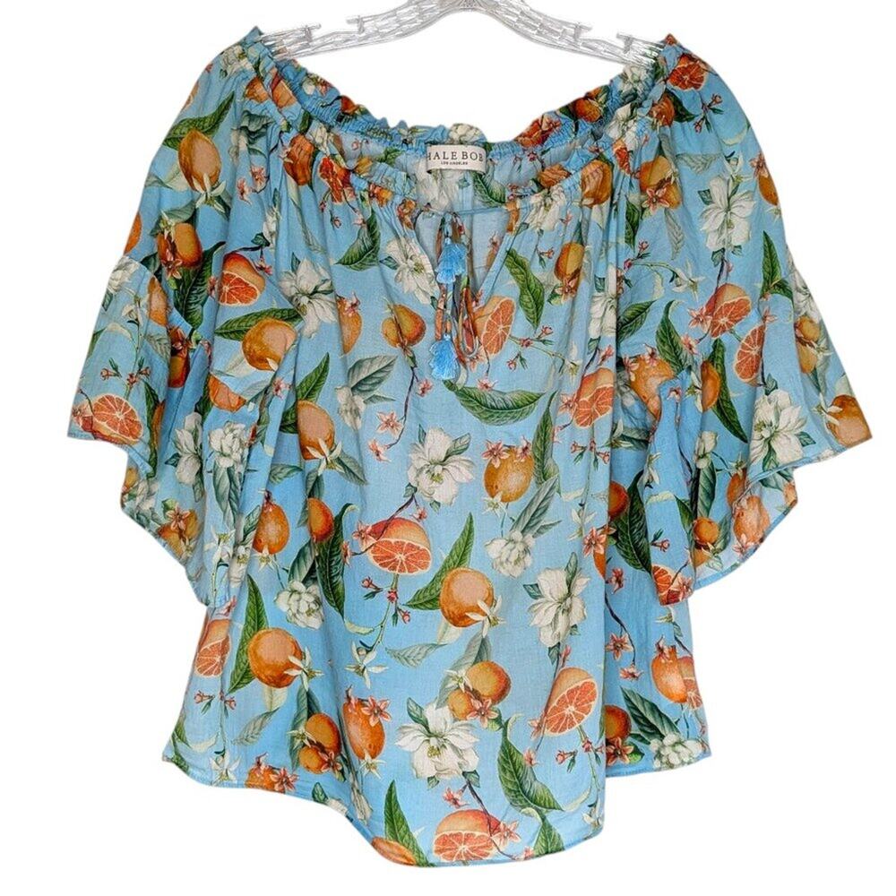Hale Bob off-the shoulder cotton voile Orchid Top, estimate size Large